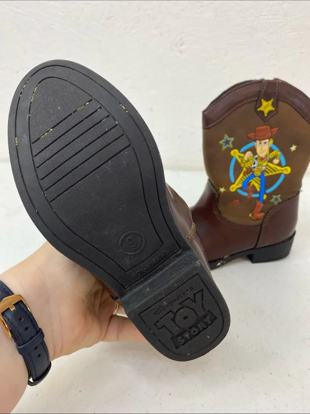 Brown Kids Cowboy Boots with Character Graphic size 9 toddler